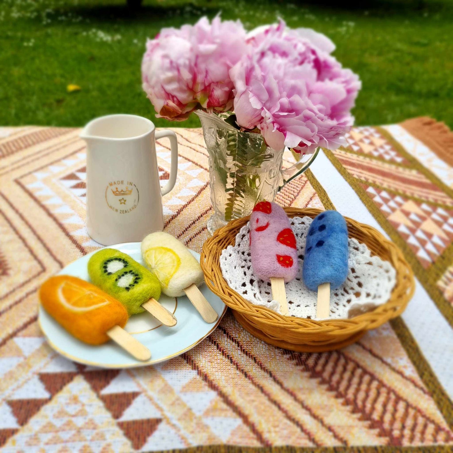 Felt Fruit Popsicles Set