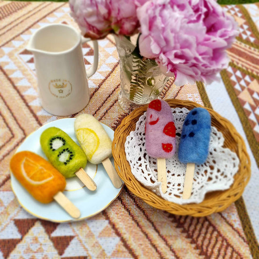 Felt Fruit Popsicles Set